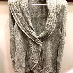 White House Black Market Light grey cardigan sweater with snap close